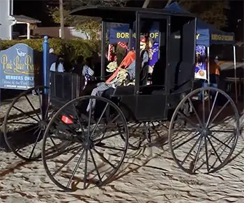 old carriage decorated for Halloween