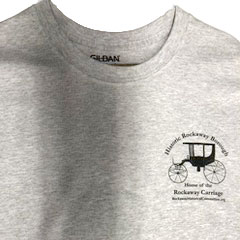 grey tshirt with historical committee logo of old car