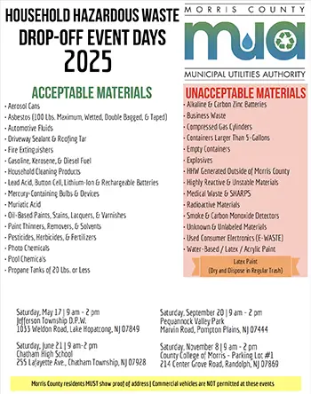 2025 Morris County Hazardous Waste Information